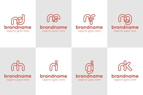 Letters ND NE NF NG NH NI NJ NK Monogram Line Logo, for DN EN FN GN HN IN J.. Stock Illustration