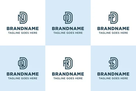 Letters NDD ODD PDD QDD RDD SDD Monogram Logo Set Stock Illustration