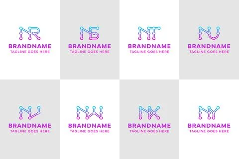 Letters NR NS NT NU NV NW NX NY Technology Logo Ilustração Stock