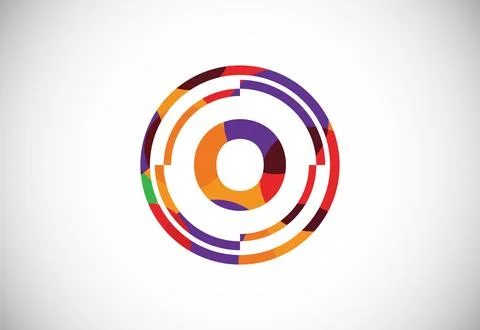 Letters O with circle frames low poly art style. English alphabet, vector i.. Stock Illustration