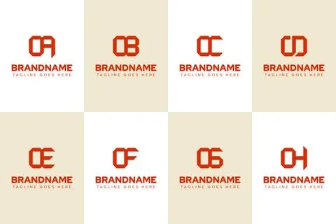 Letters OA OB OC OD OE OF OG OH Logo Monogram Set イラスト素材