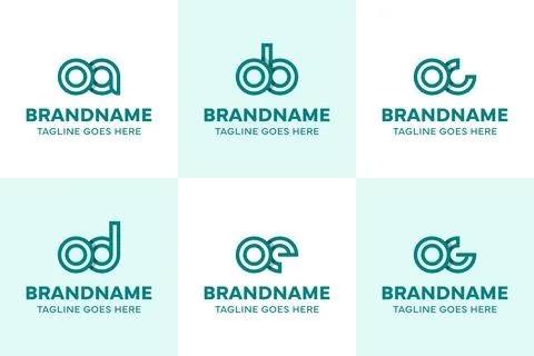 Letters oa ob oc od oe og Logo Line, for ao bo co do eo go initials Illustrazione stock