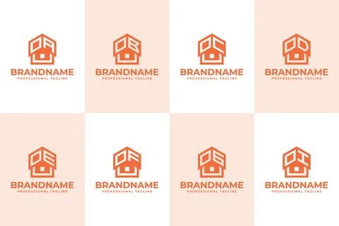 Letters OA OB OC OD OE OF OG OI Home Roof Logo, for AO BO CO DO EO FO GO OI.. Stock Illustration