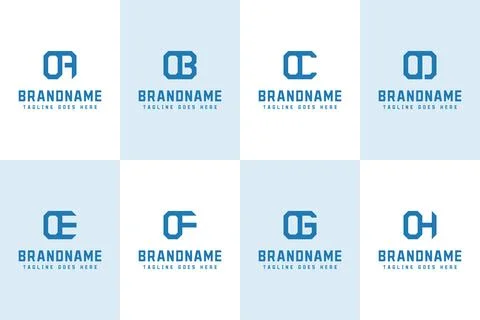 Letters OA OB OC OD OE OF OG OH Logo Monogram Set Stock Illustration