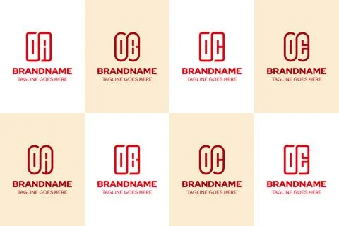 Letters OA OB OC OE Monoline Logo Set, symbolizing clarity, simplicity, and.. Stock Illustration