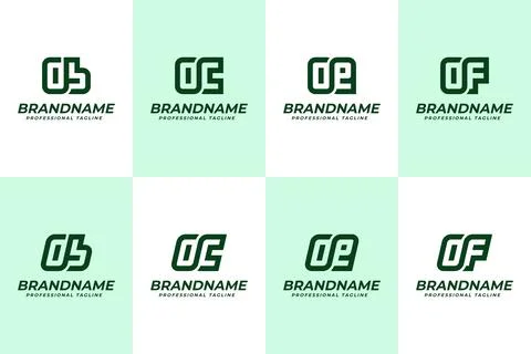 Letters OB OC OE OF Logo Monogram Set, for BO CO EO FO initials Brand Stock Illustration