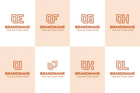 Letters OE OF OG OH OI OJ OK OL Monogram Logo Set, for UN VN WN XN YN ZN In.. Stock Illustration
