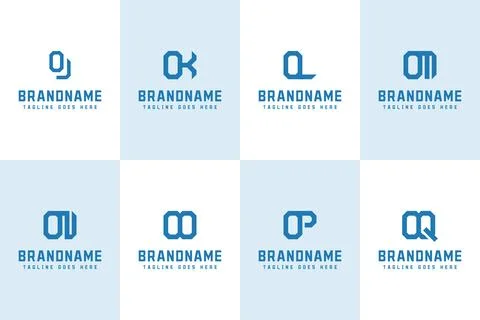 Letters OJ OK OL OM ON OO OP OQ Logo Monogram Set Stock Illustration