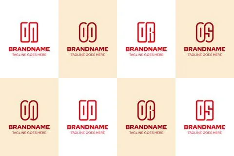 Letters ON OO OR OS Monoline Logo Set, symbolizing clarity, simplicity, and.. 库存插图