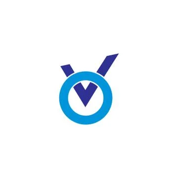 Letters ov simple check mark geometric logo vector Stock Illustration