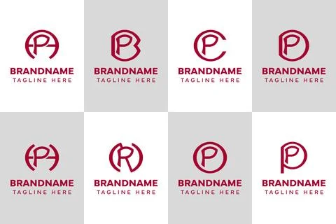 Letters PA PB PC PD PH PN PO PP Monogram Logo Set, for PA BP CP DP HP NP OP.. Illustrazione stock