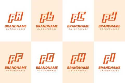 Letters PA PB PC PD PF PG PH PI Monogram Logo Set Illustrazione stock