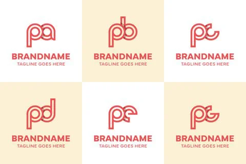 Letters pa pb pc pd pe pg Logo Line, for ap bp cp dp ep gp initials 스톡 일러스트