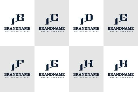 Letters PB PC PD PE PF PG PH PK Logo Set Monogram, for BP CP DP EP FP GP HP.. Illustrazione stock