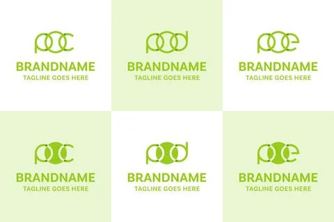 Letters PC PD PE POC POD POE Tennis Ball Logo Stock-Illustration