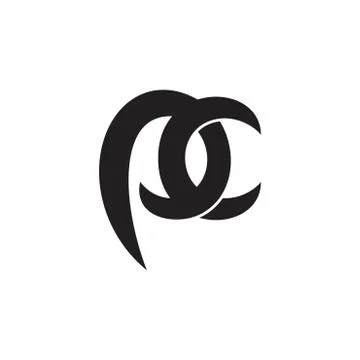 Letters pc simple linked curves logo vector Stock Illustration