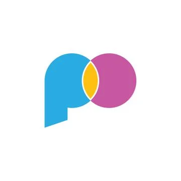 Letters po linked circle simple logo vector Stock Illustration