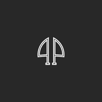 Letters PP logo monogram linked two reflection initials P and P group, creati 库存插图