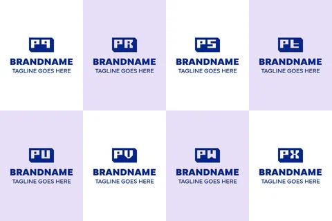 Letters PQ PR PS PT PU PV PW PX Box 3D Logo Set イラスト素材