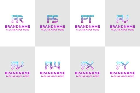 Letters PR PS PT PU PV PW PX PY Technology Logo Stock Illustration