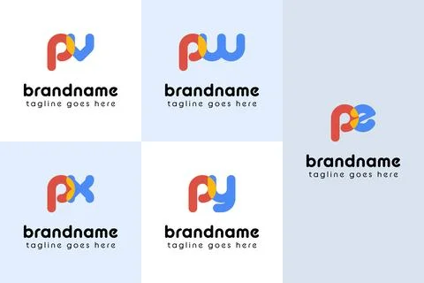 Letters pv pw px py pz Playful Logo, represent a fun, energetic, and joy Stock Illustration
