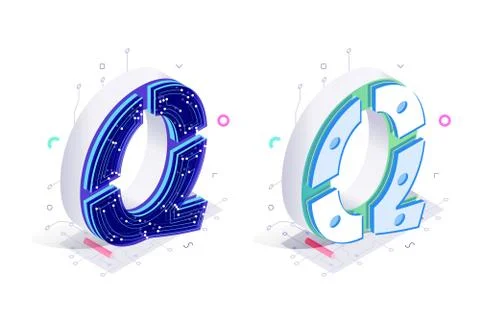 Letters Q with social networks elements Illustrazione stock