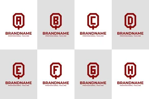Letters QA QB QC QD QE QF QG QH Monogram Logo Set, great for AQ BQ CQ DQ EQ.. イラスト素材