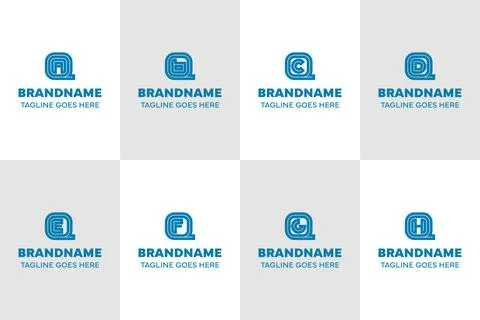 Letters QA QB QC QD QE QF QG QH Logo Line Set, for AQ BQ CQ DQ EQ FQ GQ HQ .. Stock Illustration