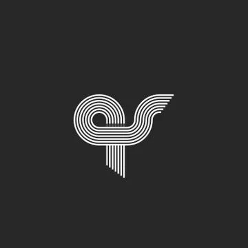 Letters qs logo, intersection combs geometric shape pair q s letters, combina Stock Illustration