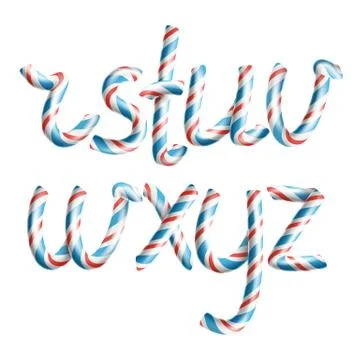 Letters R, S, T, U, V, W, X, Y, Z. Vector. 3D Realistic Candy Cane Alphabet Illustrazione stock