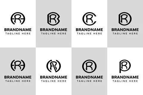 Letters RA RB RC RD RH RN RO RP Monogram Logo Set, for AR BR CR DR HR OR PR.. Stock Illustration