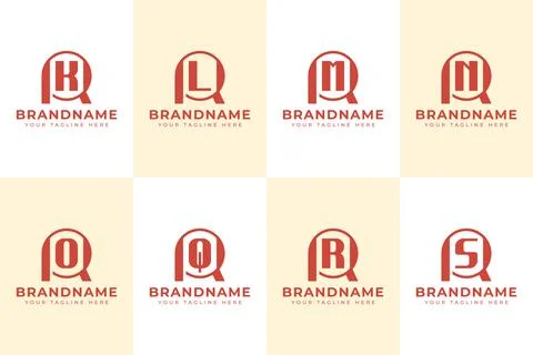 Letters RK RL RM RN RO RQ RR RS Logo Set Monogram Ilustração Stock