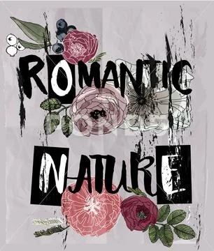 Letters - Romantic Nature with floral elements Stock Illustration