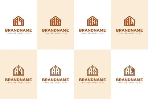 Letters RQ RR RS RT Home Luxury Logo, for real estate, construction, or int.. Stock Illustration