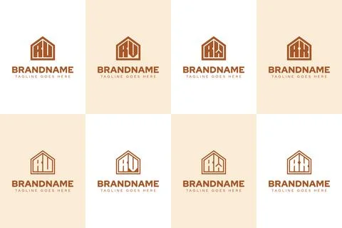 Letters RU RV RW RX Home Luxury Logo, for real estate, construction, or int.. Stock Illustration