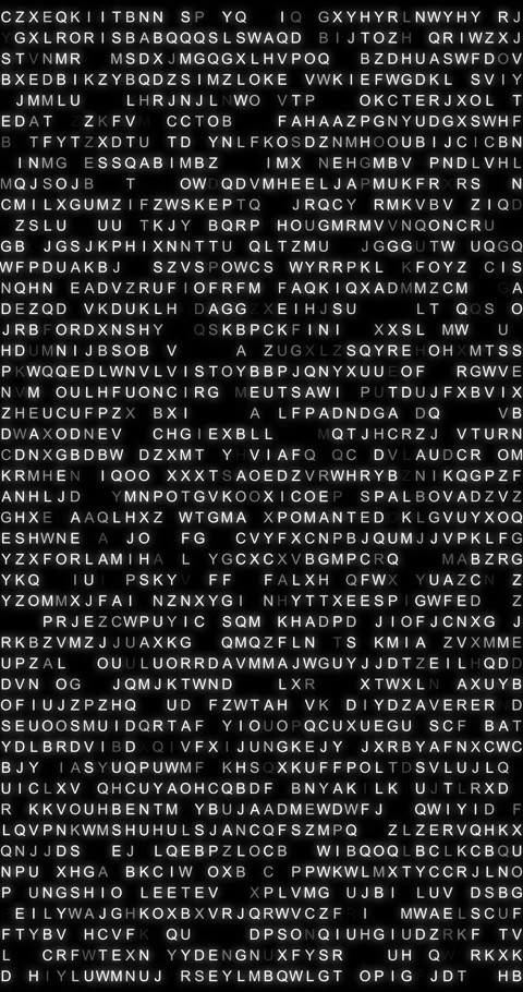 Letters running in a screen. 4K Vertical Stock Footage 313033777