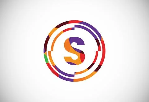 Letters S with circle frames low poly art style. English alphabet, vector i.. Stock Illustration