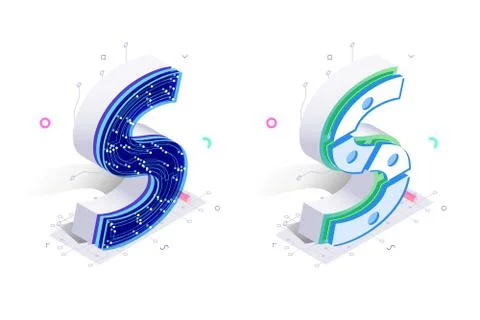 Letters S with social networks elements Stock Illustration