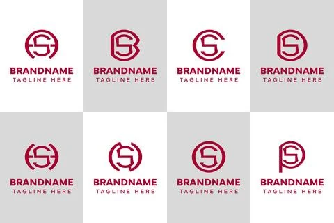 Letters SA SB SC SD SH SN SO SP Monogram Logo Set, for AS BS CS DS HS NS OS.. Stock Illustration