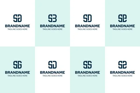 Letters SA SB SD SE SG SJ SS SZ Monogram Logo Set, for AS BS DS ES GS JS S .. Stock Illustration
