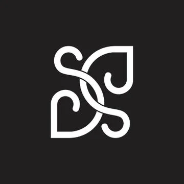 Letters sd linked curves line loop design logo Stock Illustration