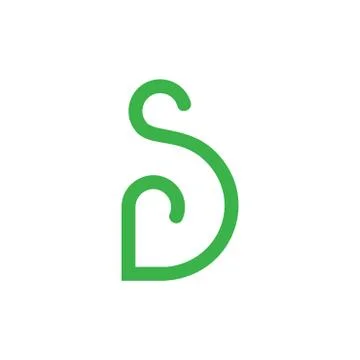 Letters sd simple curves line loop design logo Stock Illustration