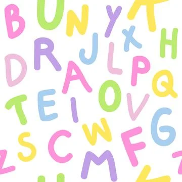 Letters, Seamless colorful pattern white background Stock Illustration