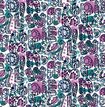 Letters seamless vector pattern Stock Illustration