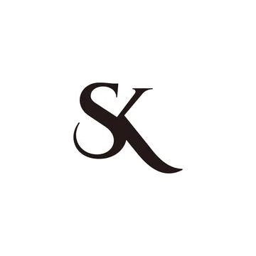 Letters sk simple linked elegant curves logo vector Stock Illustration
