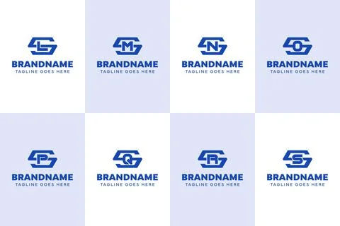Letters SL SM SN SO SP SQ SR SS Hexagon Monogram Logo Set, for LS MS NS OS .. Stock Illustration