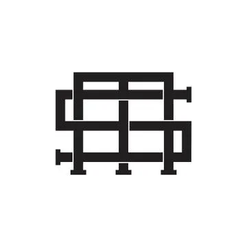 Letters sm linked square logo vector Illustrazione stock