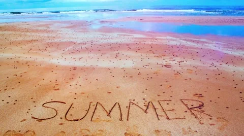 Letters summer on the beach and clouds Stock Footage 62681186