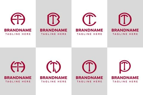 Letters TA TB TC TD TH TN TO TP Monogram Logo Set, for AT BT CT DTHT NT OT .. Stock Illustration