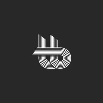 Letters tb logo parallel lines monogram, combination t b overlapping symbols  Stock Illustration